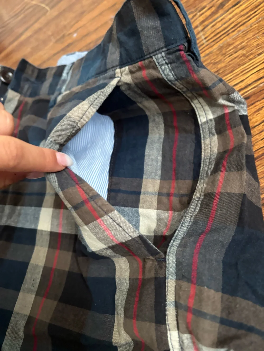 J.Crew Men's Navy and Black Plaid Shorts Size 34W